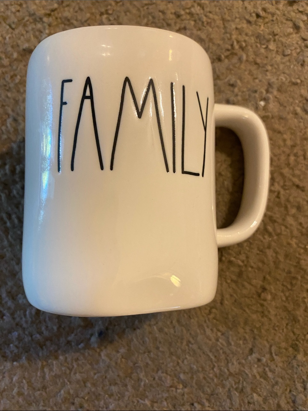 Rae Dunn White Mug with Black 'FAMILY' Lettering